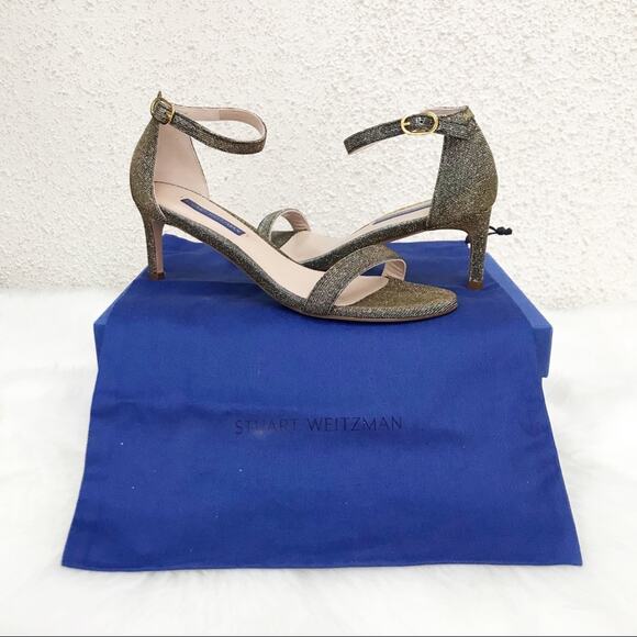 Stuart Weitzman Nu Naked Straight 60mm Sandal Nighttime Lame - Picture 2 of 9